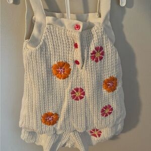 C&C California Knit Diaper Cover - Cream with Orange and Pink Floral
